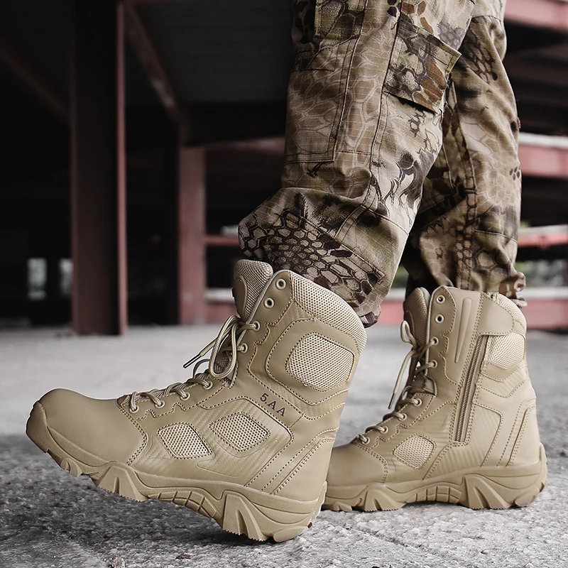 

Men Autumn Desert Tactical Military Boots Mens Work Safty Shoes SWAT Army Boot Militares Tacticos Zapatos Ankle Combat Boots