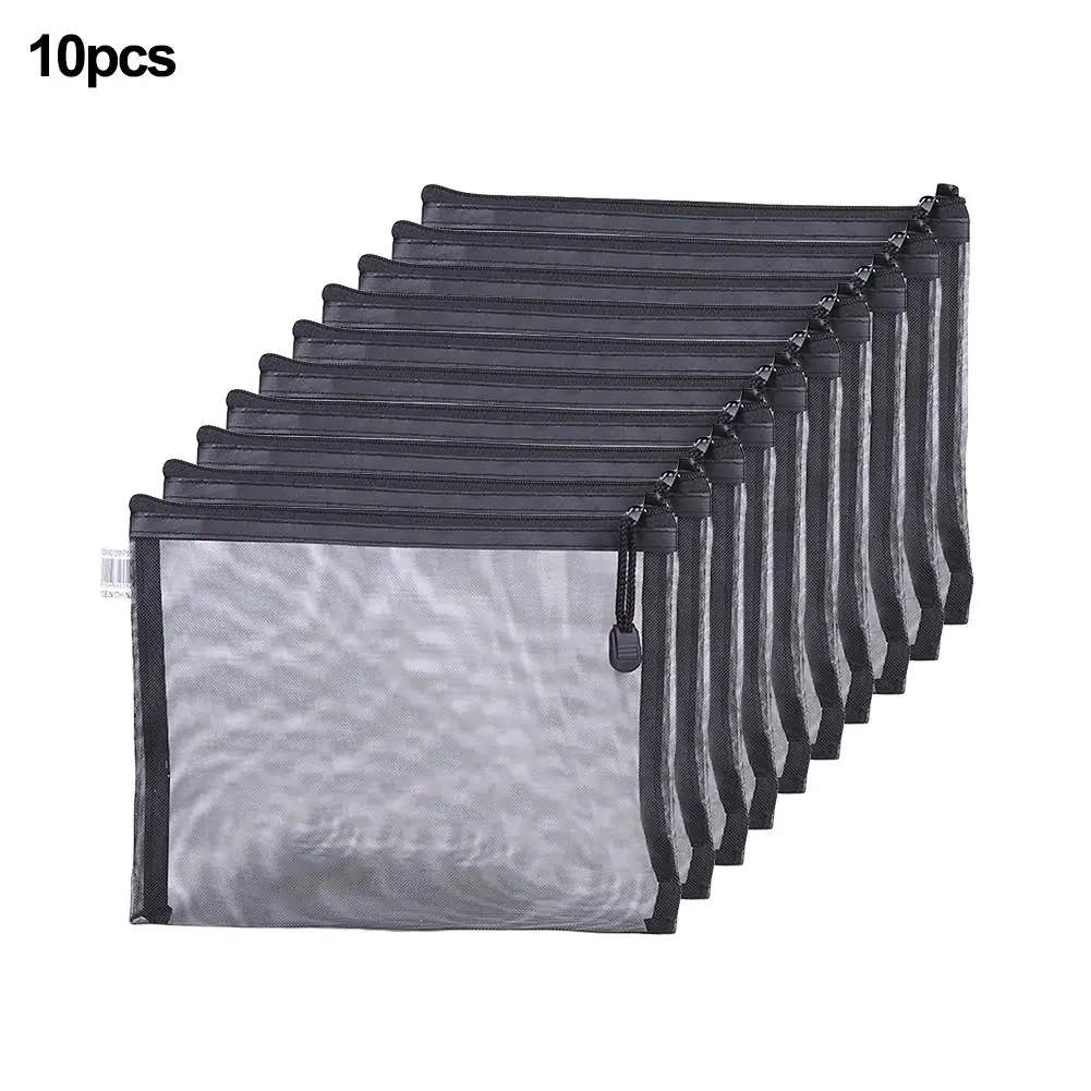  10pcs Mesh Storage Bag Portable Travel Large Capacity Wash Bag Cosmetic Pack Durable And Breathable