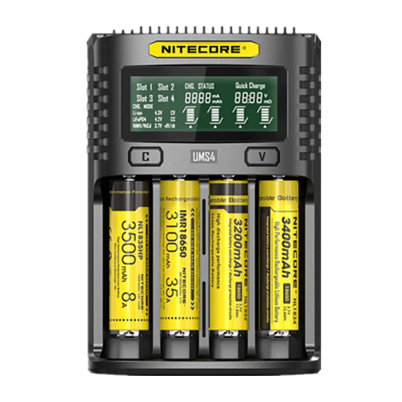 NITECORE UM4 UM2 UMS4 UMS2 SC4 превосходное автомобильное зарядное устройство для литий-ионных аккумуляторов IMR LiFePO4 Ni-MH(NiCd) 18650 17650 17670 16340 21700