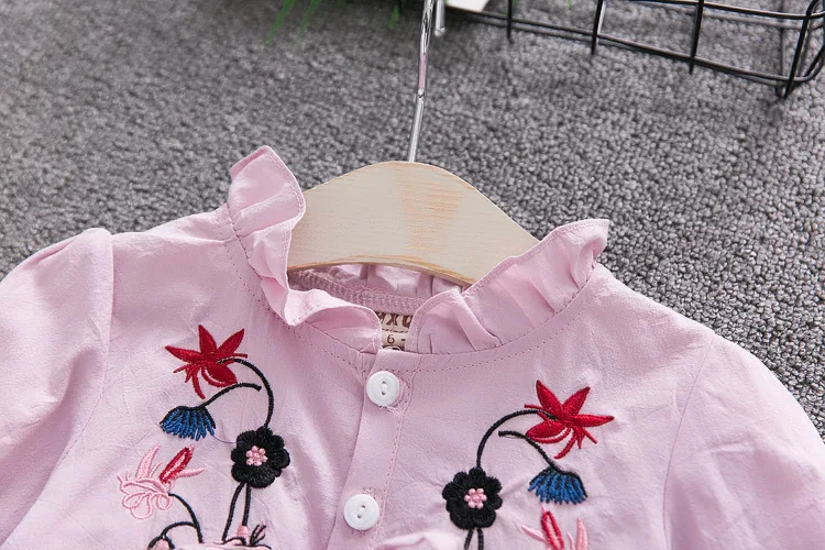 Г. новые хлопковые рубашки для маленьких девочек блузки с цветочной вышивкой для девочек модное милое платье для детей