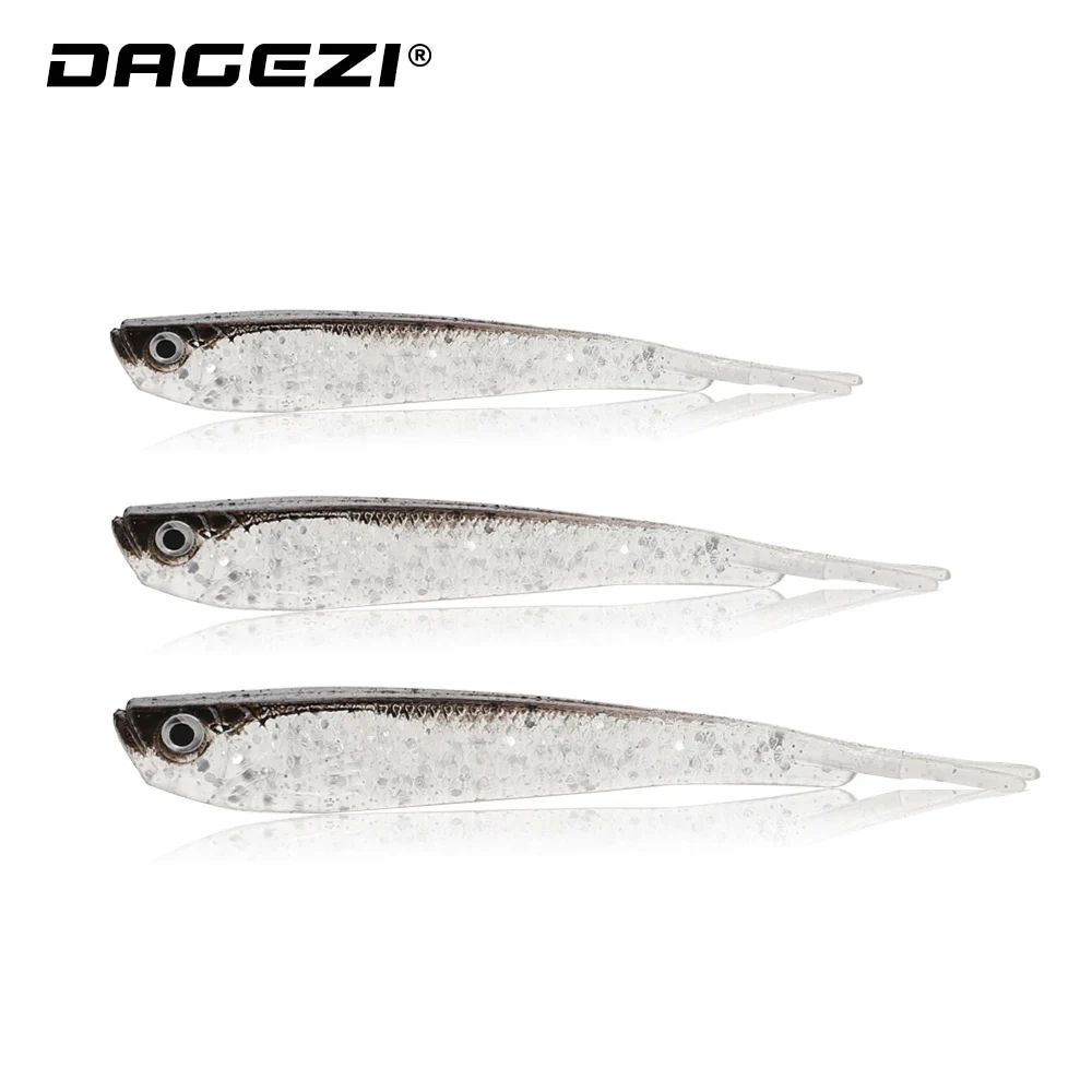 

DAGEZI Soft Fishing Lure 10pcs/lot 7.5/9cm for Fishing Shad Fishing Worm Swimbaits Jig Head Soft Lure Fly Soft Bait
