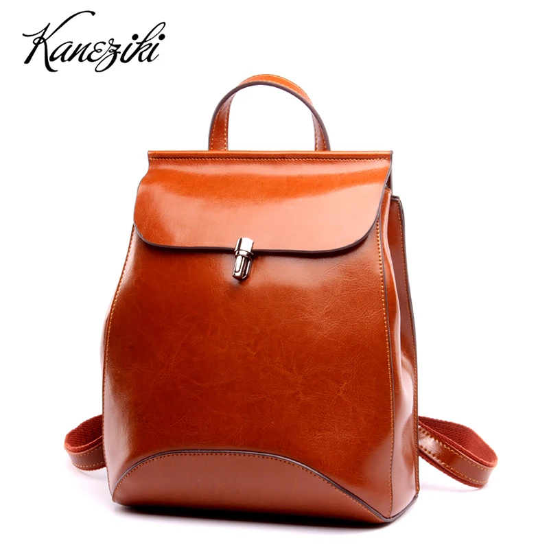 

2019 Hot Women Leather Backpack Oil Wax Multifunctional Strap Shoulder Bag School Traveling Festival Birthday Gift Present