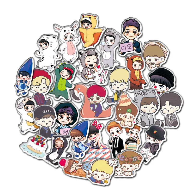 

59PCS EXO graffiti sticker sheets of non-repetitive trend car skateboard waterproof stickers