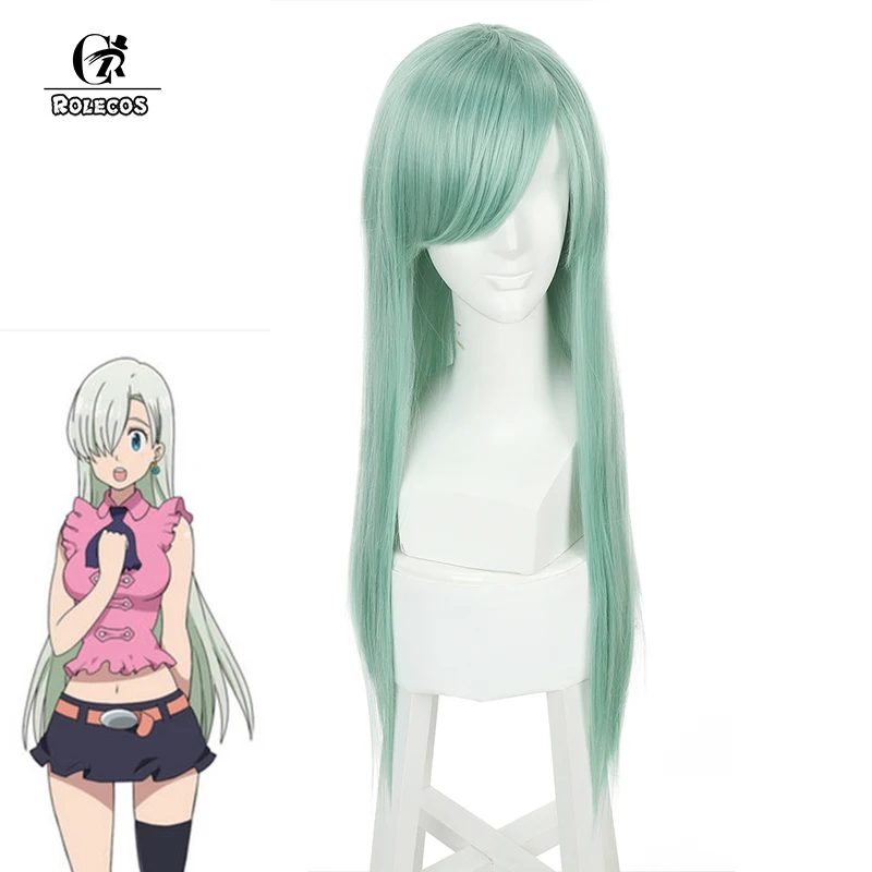The Seven Deadly Sins Elizabeth Liones 80cm Long Gray Cyan Cosplay Hair Wig