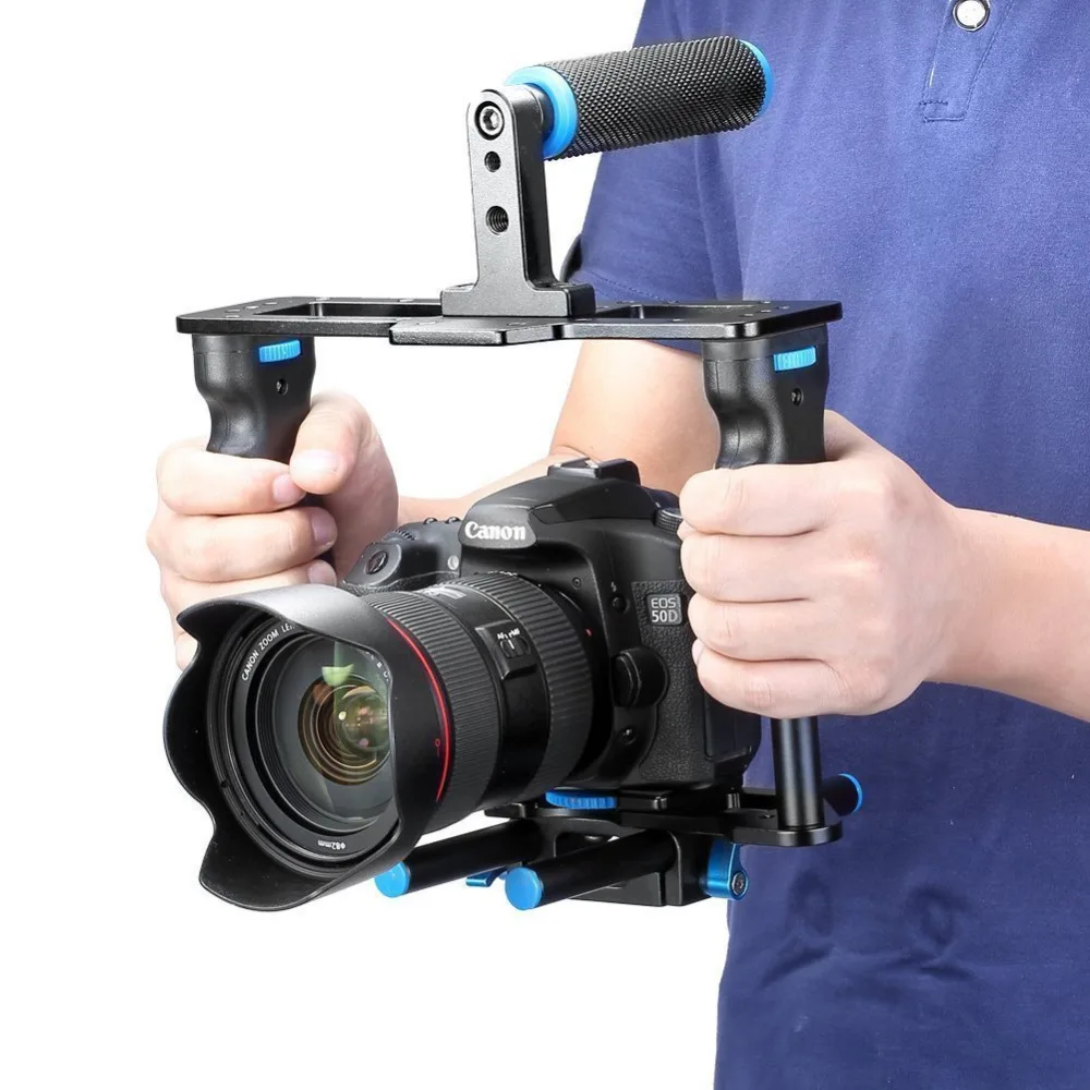 Neewer Aluminum Alloy Camera Video Cage Film Movie Making Kit:Video Cage+Handle Grip+Rod for Canon5