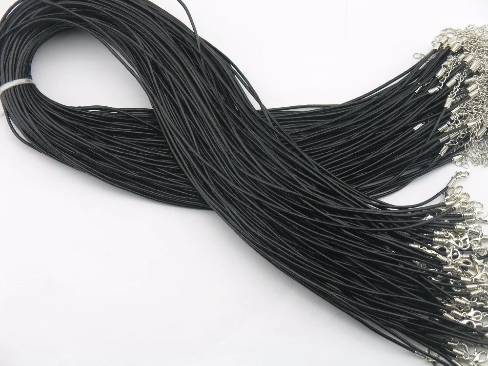 24 black 2.0mm braided cotton rope rope necklace chain lobster claw buckle 50pcs