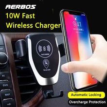 AERBOS QI Беспроводное Автомобильное зарядное устройство 10 Вт Быстрая зарядка держатель для телефона на вентиляционное отверстие для iphone Xs Max samsung S7 Xiaomi Mix 25 iphone 8