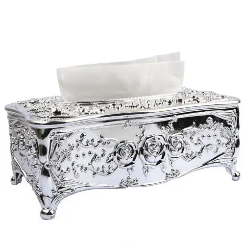  Gold case Silver container Tissue Cosmetic Handkerchief Cage European style napkin Acrylic high qua