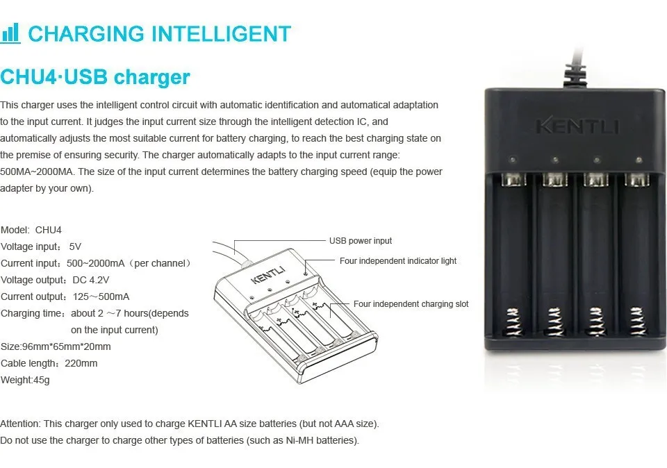 Kentli 6 шт. 1.5 В AA 2400mwh мАч Li-Ion литий-полимерный Rechargeble Батарея+ USB быстрое зарядное устройство