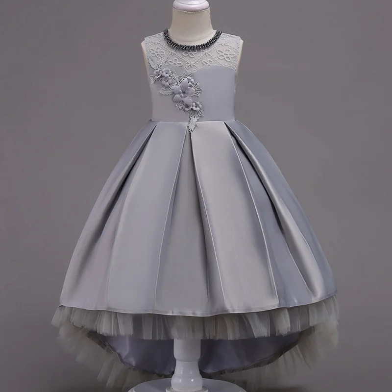 Элегантные платья для девочек от 4 до 15 лет, платье принцессы вечерние платья для выпускного вечера для девочек, праздничное платье для девочек, одежда, Vestidos - Цвет: Gray