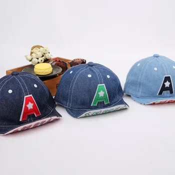 

Letters Denim Baby Cap Adjustable Soft Brim Baby Hat for Girls Adjustable Baby Boy Cap 1-2 Years 1 PC