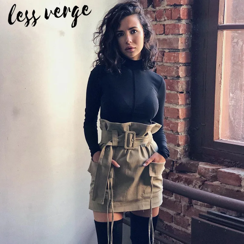 Lessverge гофрированная Повседневная офисная юбка с высокой талией женские офисные
