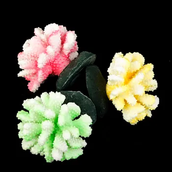 

New Aquarium Artificial Coral Flower Decoration Fish Tank Artificial Luminous Coral Water Plant Ornament Aquatic Decor 9x7cm