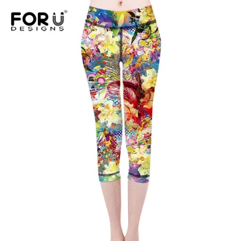 

FORUDESIGNS Leggings 3D Floral Printed Women Leggings Fashion Bright Legging Pants Comfortable Ladies Push Up Summer Jeggings