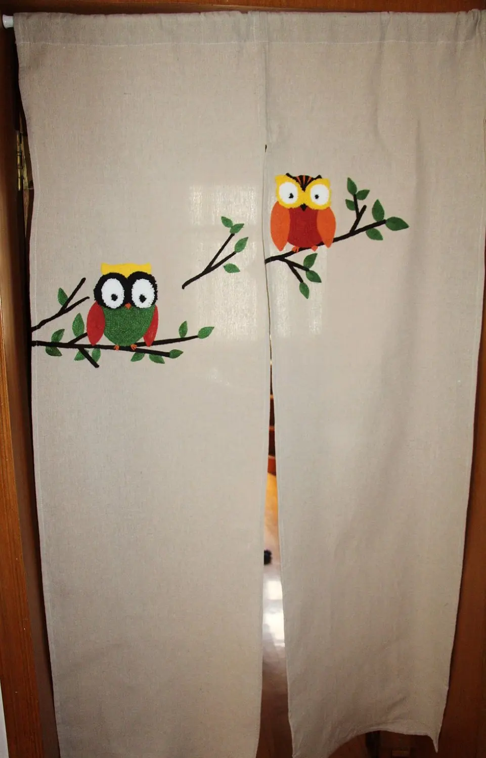 Fresh daisy embroidered door curtain cotton and linen curtain door