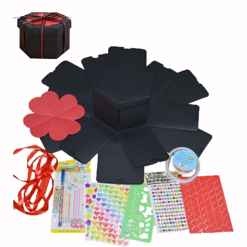 

Sulalin Hexagon Diy Explosion Gift Box Diy Surprise Box Explosion Box With Accessory Wedding Photo Giftbox Birthday Present