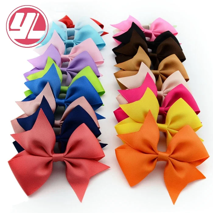 

Brilliant 3.5 Inch Grosgrain Ribbon Hair Bows Clip Children Hair Accessories Baby Solid Hairclips For Girl 565