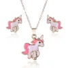 Conjunto de joyería para mujer, encantador collar de unicornio y caballo rosa de dibujos animados, conjunto de joyería para mujer, disfraz de fiesta, joyería de compromiso de boda ► Foto 1/6
