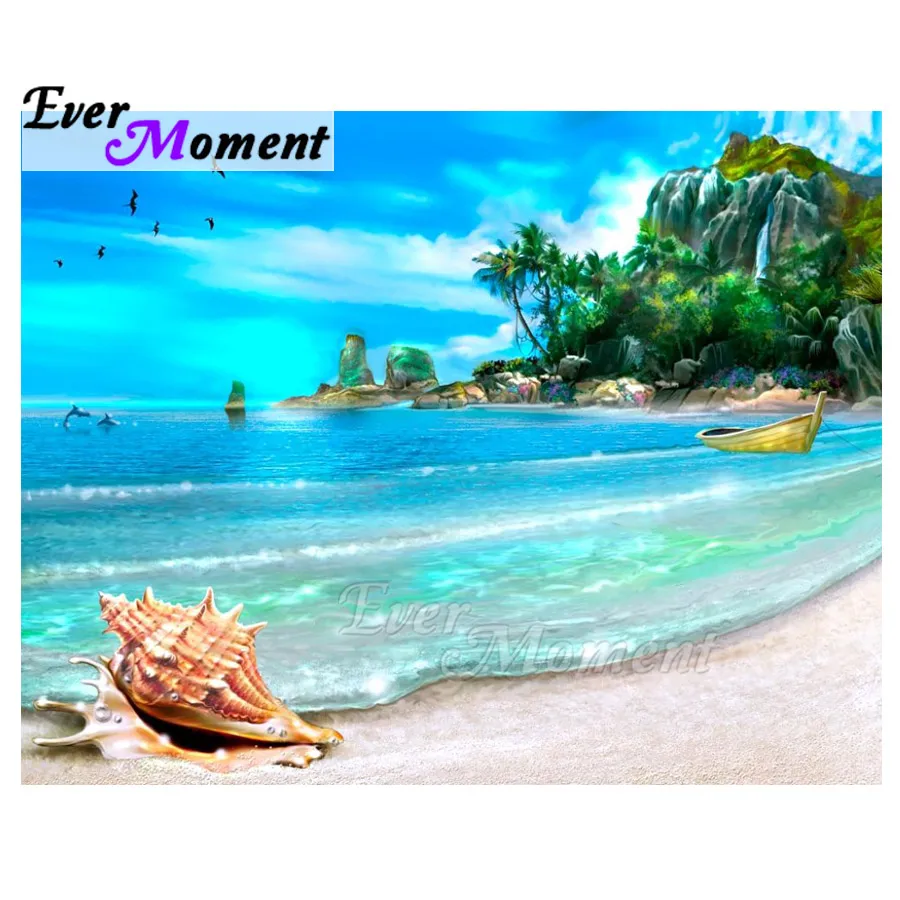 Ever Moment Алмазная картина морская горная оболочка украшение для дома вышивка