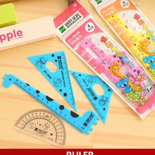 12 компл./лот, мультфильм Жираф правитель комплект Прямо линейка/линейка треугольных/Транспортиры для школьников