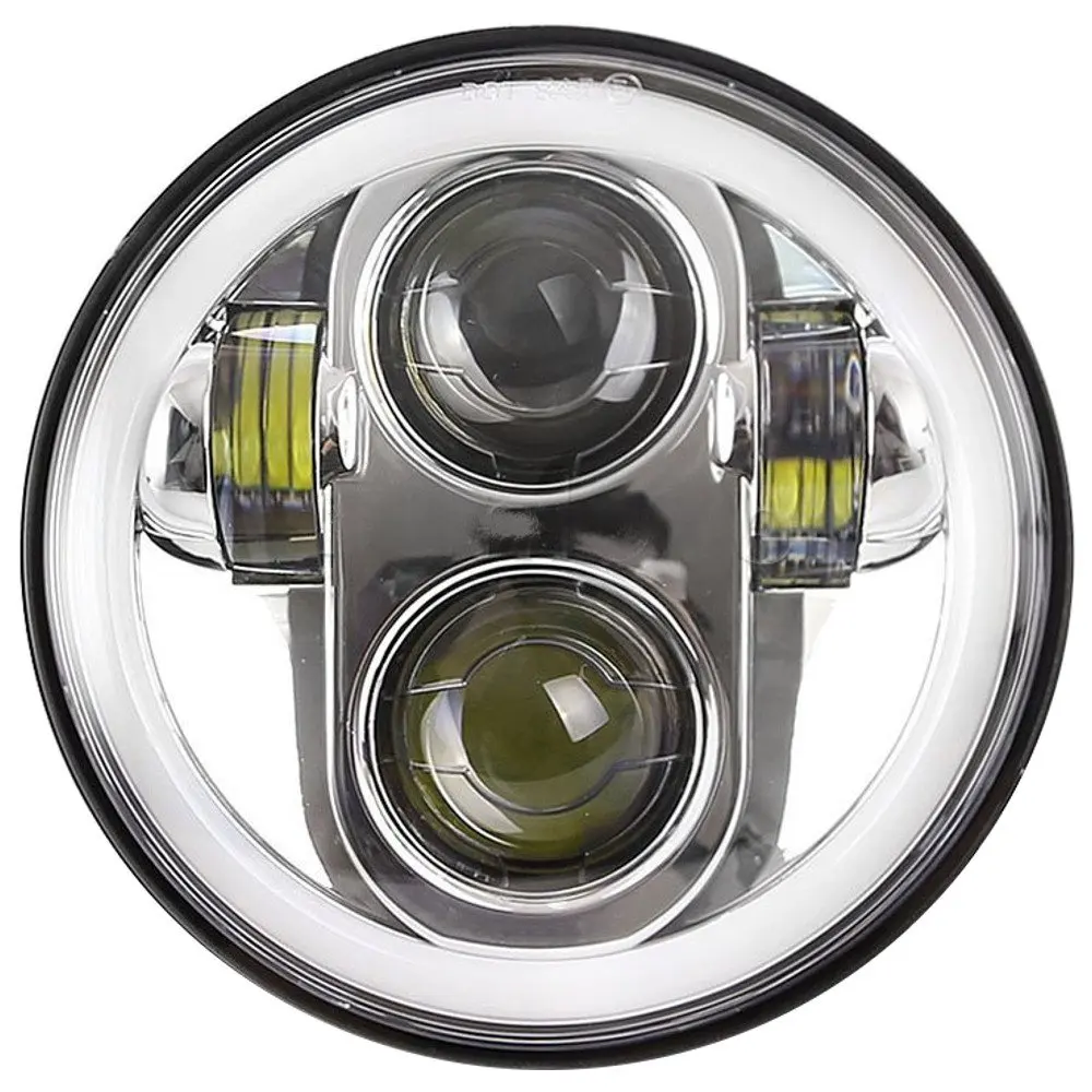 

5 3/4" Black LED Headlight with Halo Ring For Harley Sportster Iron 883 1200 Dyna Street Bob FXDB