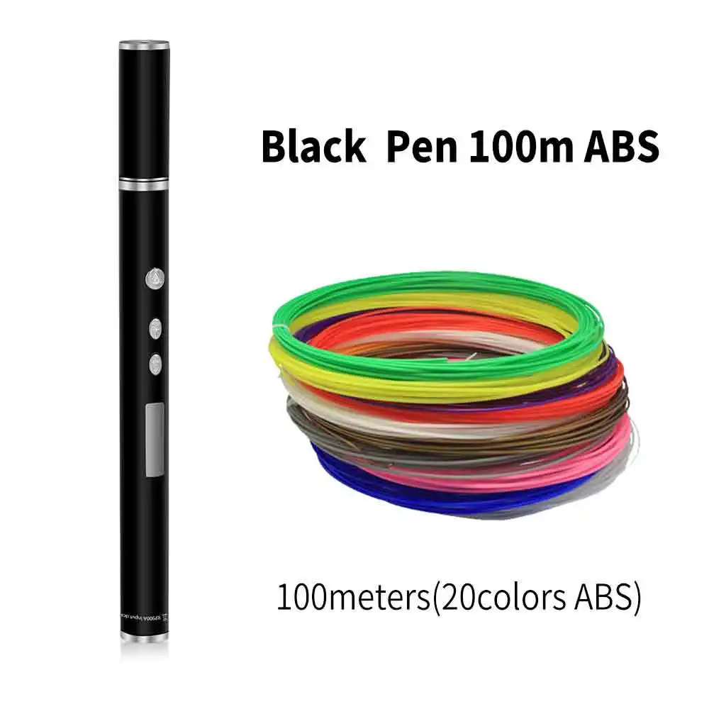 DEWANG, 3D ручка, ручка для печати, OLED, PLA, ABS, нить, 3d принтер, подарок на день рождения, Lapiz, 3D печать, ручка для школы, 3D карандаш, гаджет - Цвет: Black 100 Meter ABS