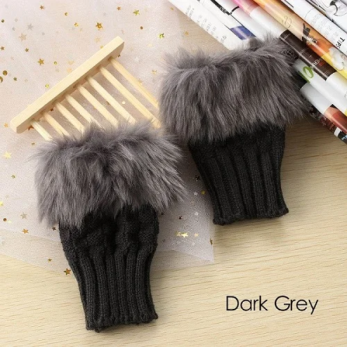 dark grey Унисекс трикотажные эластичные теплые перчатки без пальцев для мужчин и женщин зимние перчатки - Цвет: dark grey