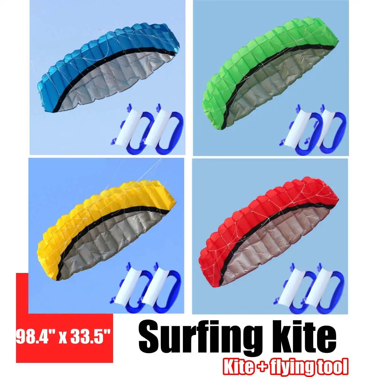 

250*85cm Kite Surfing Trainer Kiteboarding Power Soft kites Confezione Sports Beach Kite Easy to Fly 4 Colors