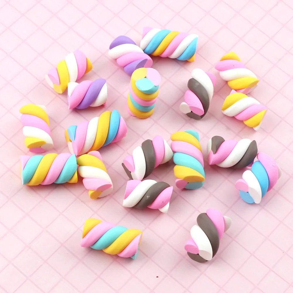 

10pc Mixed colour Soft clay marshmallow candy Polymer Clay Cabochons Flatback For DIY Decoration Handmade Materials Party Kids G