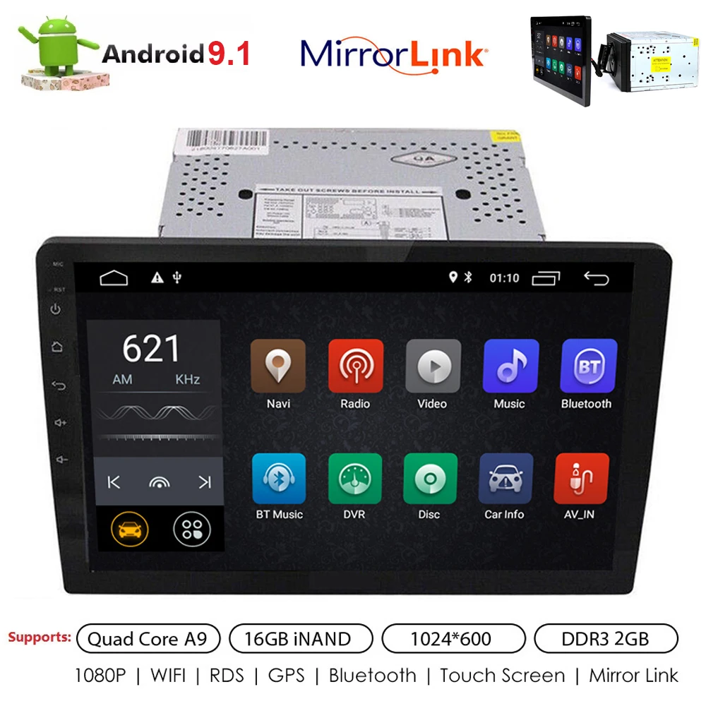 

10.1" Android 9.1 Car Radio MP5 Player 2DIN Quad Core Car Autoradio Stereo GPS Navigation Wifi Bluetooth USB FM/AM
