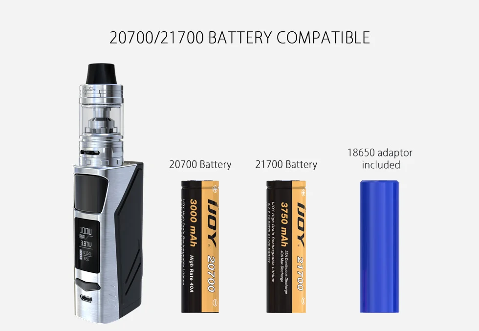 Original IJOY Elite PS2170 Kit 100W E Cigarette Box MOD Elite PS2170 Vape and 3.2ml Tank with CAM1 Coil and 21700 Battery 013