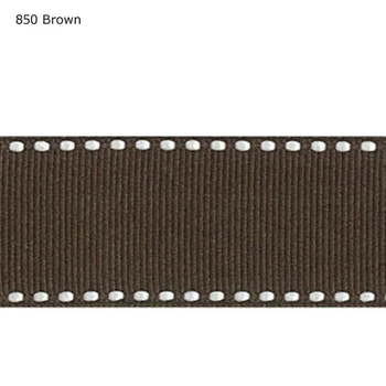 

7/8" inch 22mm White stitched solid color Brown grosgrain ribbons