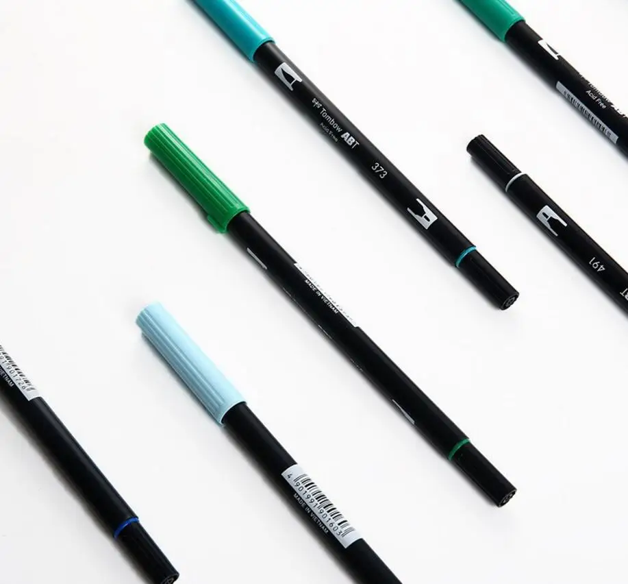 TOMBOW AB-T 듀얼 브러시 펜 마커 소프트 브러시 펜 108 색상 ABT 서예 전문 수채화 마커 펜 그림