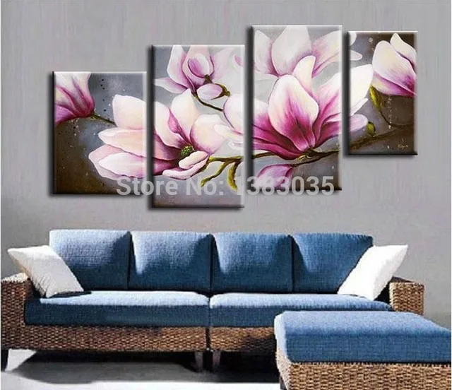 Pintado a mano 4 unidades flores para la decoración flores óleo