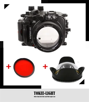 

40m Underwater Waterproof Housing Diving Camera Case Bag for NIKON J5 10-30MM Lens With 67mm Red filter Wide Angel Dome lens