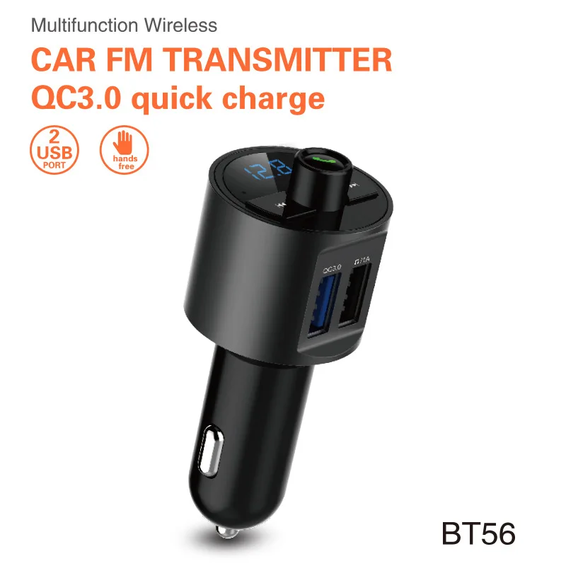 

AZGIANT BT56 Bluetooth Car MP3 Player QC3.0 Dual USB Charger FM Transmitter Hands-Free High Fidelity Volume Real Time Monitor