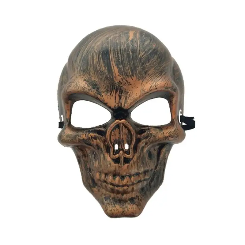 Фестиваль череп маска Хэллоуин маска Ужасный Скелет голова полный костюм маска для лица Вечерние Маски для детей взрослых женщин мужчин - Цвет: Antique Bronze