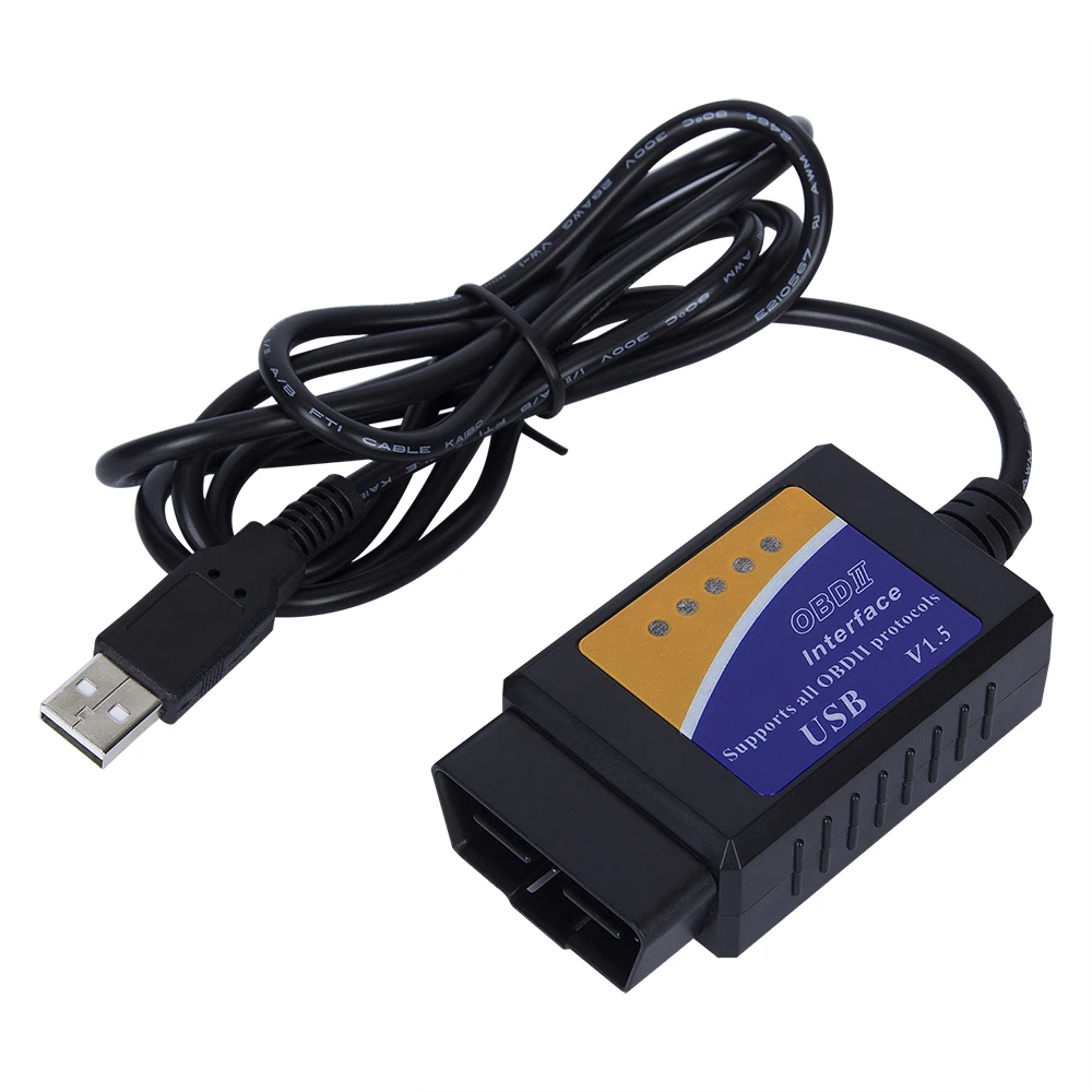 Сканер KWOKKER ELM327 USB ELM 327 V1.5 OBD 2 интерфейс CAN BUS диагностический инструмент кабель код