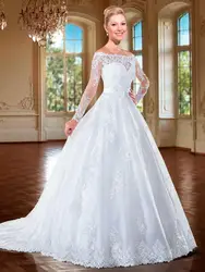 Vestido de Casamento 2019 винтажное кружевное прозрачное бальное платье на спине Свадебные платья с вырезом лодочкой романтическое бальное платье