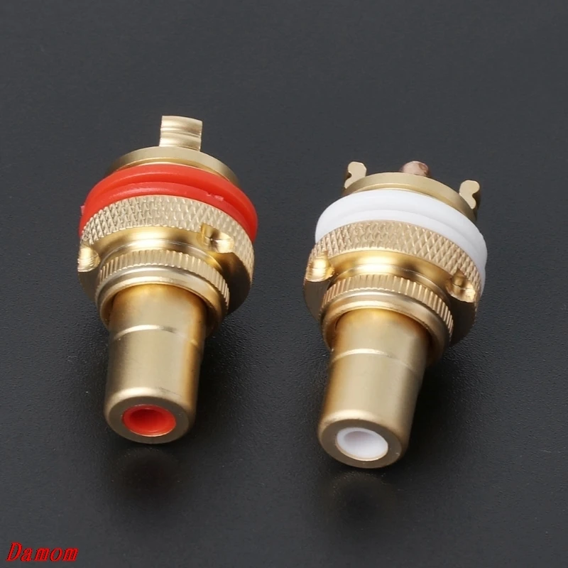 2 шт. медный RCA гнездовой разъем Lotus Audio Socket усилитель Damom|Соединители| |