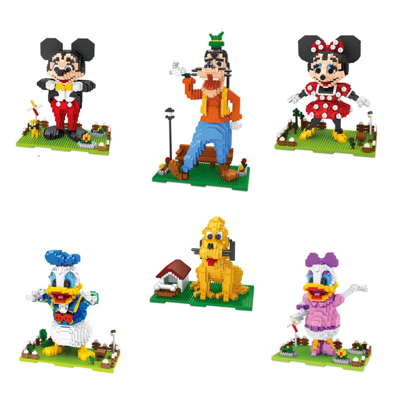 

Funny cartoon animal figures nanoblock Mouse duck dog Mickey Goofy Donald Minnie Daisy Pluto micro diamond building block toy