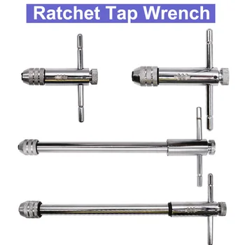 

Adjustable 3-8mm 5-12mm T-Handle Ratchet Tap Wrench with M3-M8/M5-M12 Machine Screw Thread Metric Plug Tap Machinist Tool