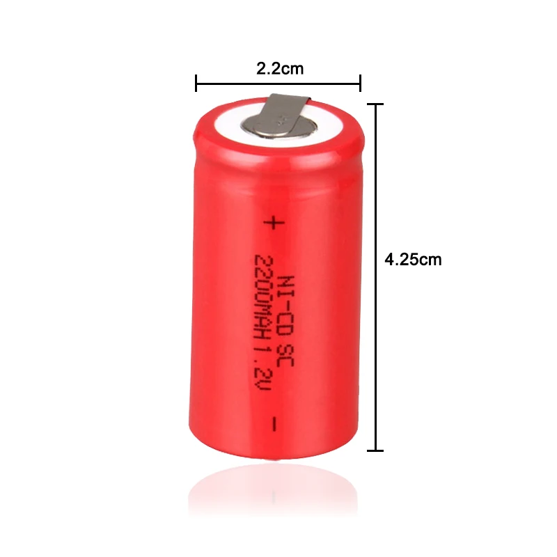 

OOLAPR Free Shipping 2 pcs battery SC battery rechargeable battery replacement 1.2 v with tab 2200 mah