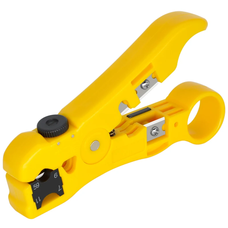 CNCOB Automatic Cable Wire Stripper Electric Stripping Tools for UTP/STP RG59 RG6 RG7 RG11 Multi-functional Cutter Str