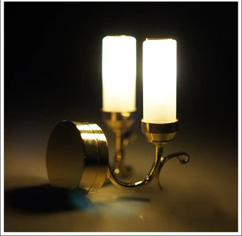 

G05-X4513 children baby gift Toy 1:12 Dollhouse mini Furniture Miniature rement-Frosted glass wall lamp can light 1pcs