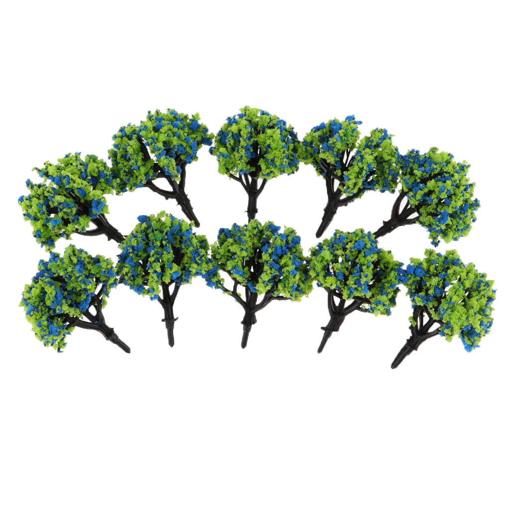 10pcs 1:200 Train Railroad Scene Scenery Diorama Wargame Landscape Model Trees Scale with Flowers Model Building Kits