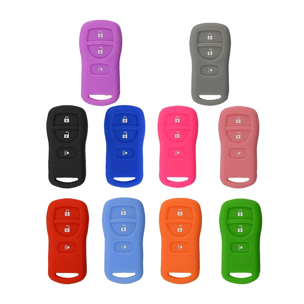 

Colorful Silicone 3 Buttons Smart Card Control Car Key Fob Case Cover for Nissan D50 R50 R50X Qashqai Livina Holder Protector