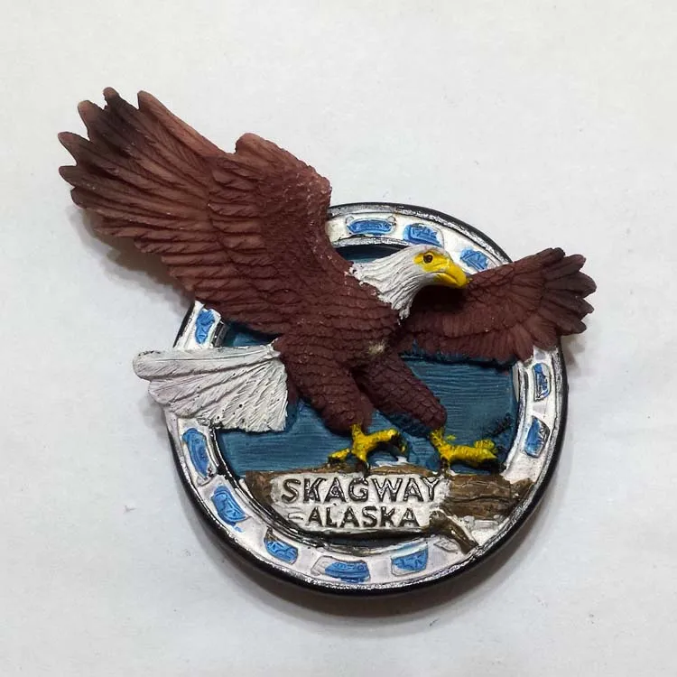 

Lychee Life Alaska Eagle Fridge Magnets 3D Animal Refrigerator Sticker Souvenir Modern Home Room Kitchen Decor Gift