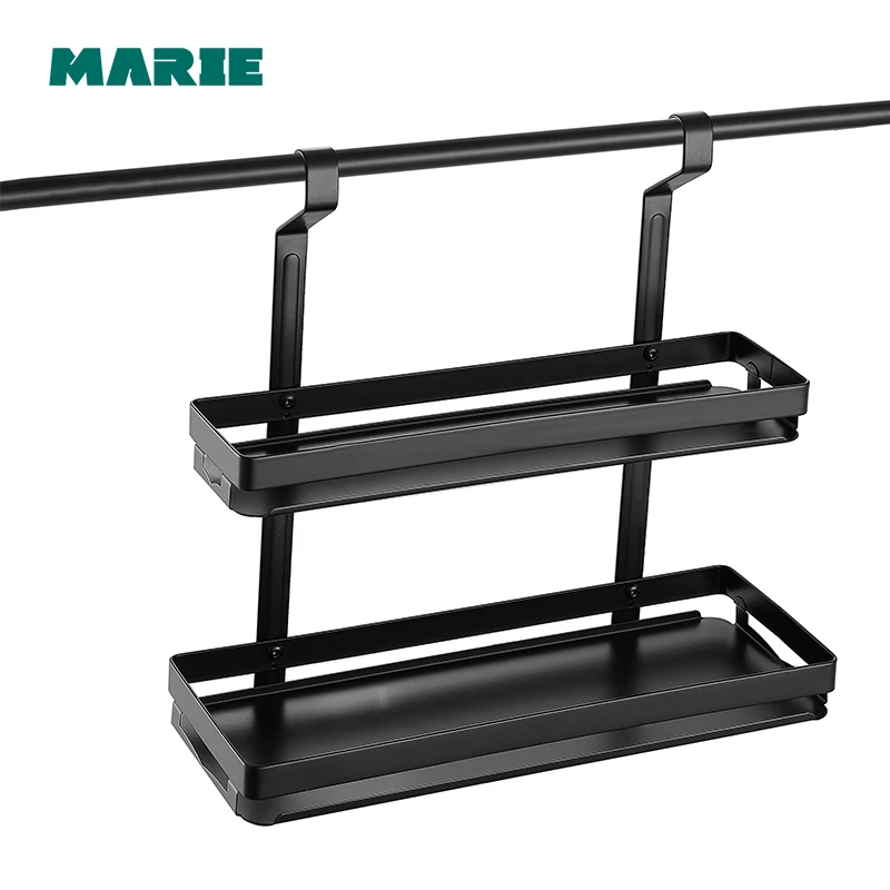 Bathroom Shelves 2 Layer Rack Metal Washing Shower Shampoo Cosmetic Storage Bath Basket Shelf with hang lever