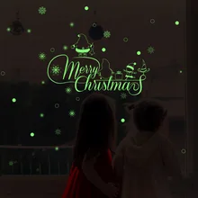 Новогодние рождественские украшения для дома веселые рождественские английские светящиеся оконные стеклянные съемные настенные наклейки Navidad Natal